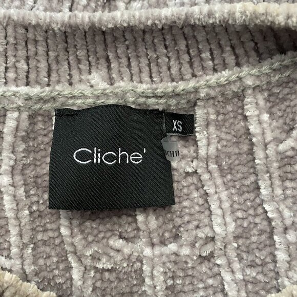 Cliche Chenille Sweater Cropped Size XS Cable Women's Pullover High Low Soft - Picture 5 of 7